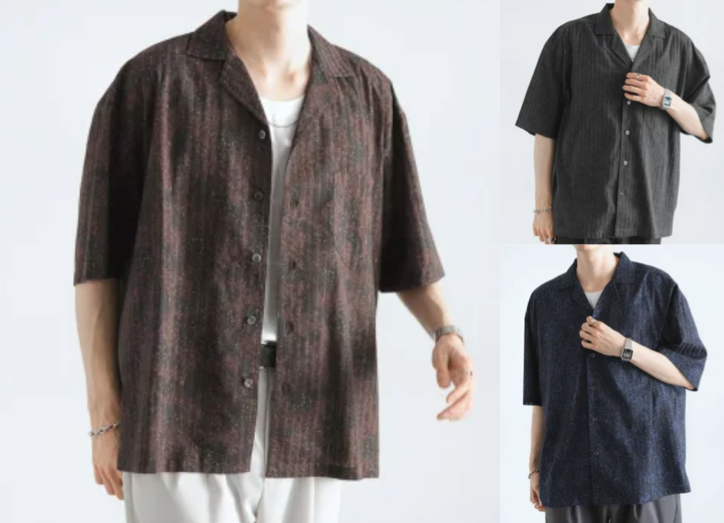 RAGEBLUE（レイジブルー）ブラウンのダマスク柄シャツ