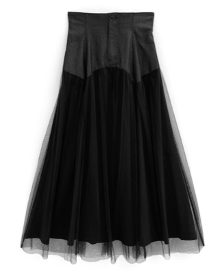 GRL（グレイル）デニムチュールフレアスカート