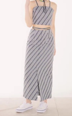 mixxdavid（ミックスデイヴィッド）グレーのフリンジレースアップキャミワンピ