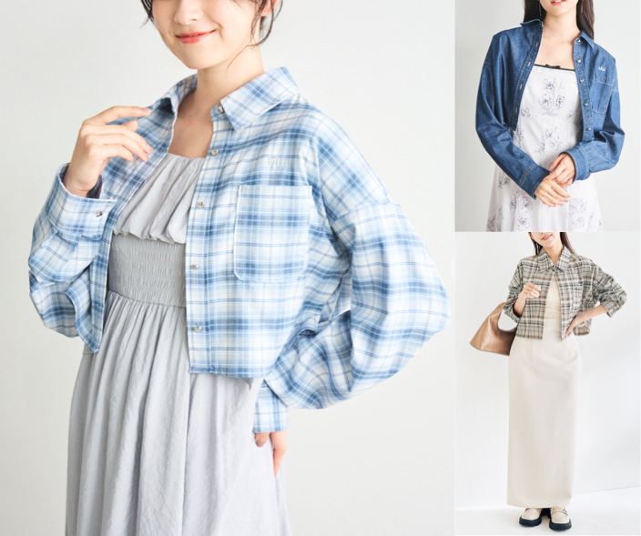 LILLIAN CARATブルーのチェックシャツ