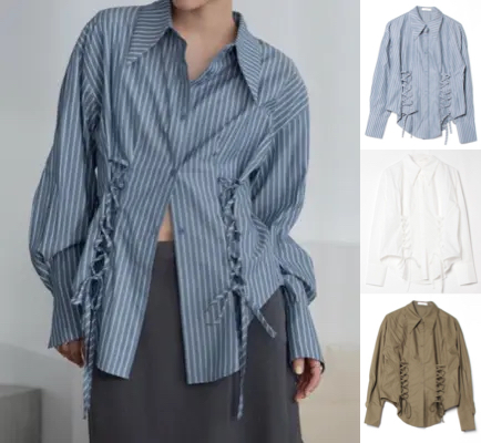 VACANCY（ヴァカンシー）ブルーのストライプ柄シャツ