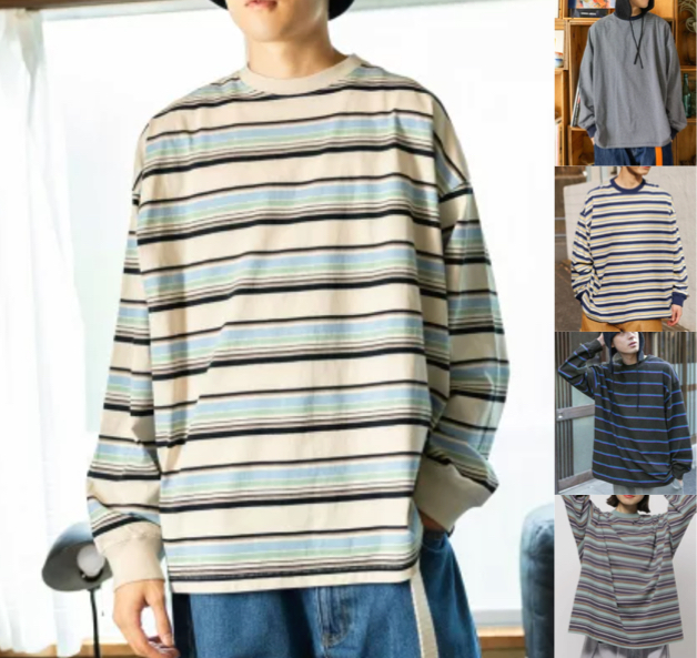 niko and ブルーボーダーカットソー