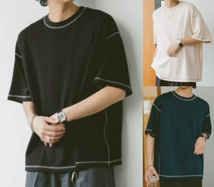 RAGEBLUE(レイジブルー)ブラックのステッチTシャツ