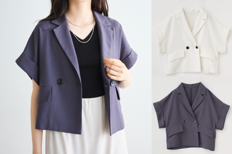 LOUNIE(ルーニィ)チャコールグレーのハーフスリーブジャケット