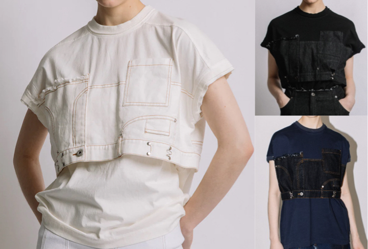 AULA AILA（アウラアイラ）ホワイトのデニムコンビTシャツ