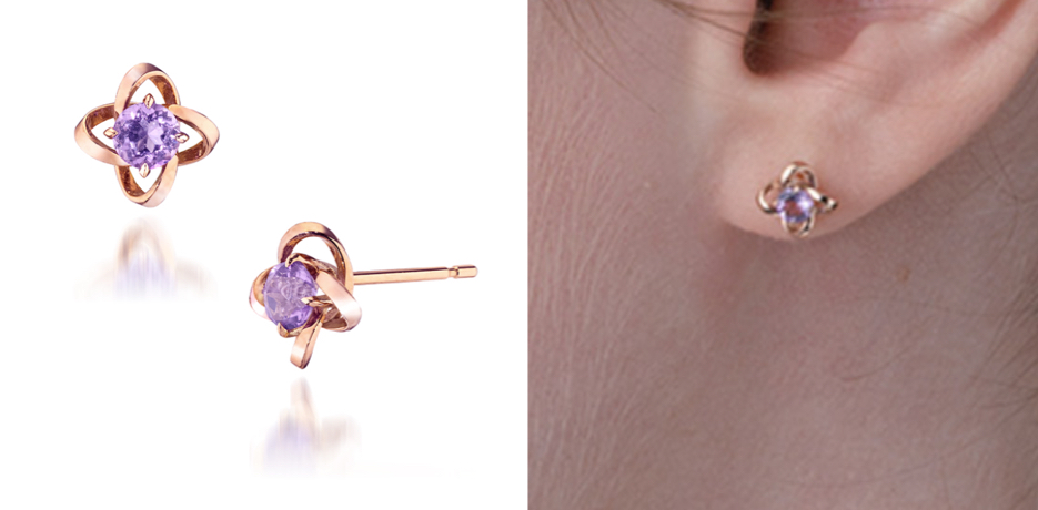 STAR JEWELRY（スタージュエリー）ピンクゴールドxパープルのピアス