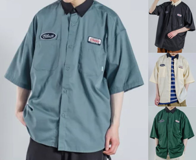 improves（インプローブス）サックスブルーの半袖ワークシャツ