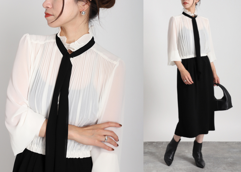 VERMEIL par ienaホワイトのプリーツブラウス
