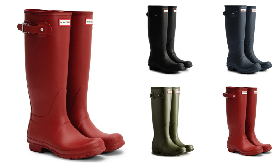 赤いロングレインブーツ