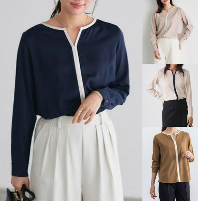 marvelous by Pierrotネイビーの配色ブラウス