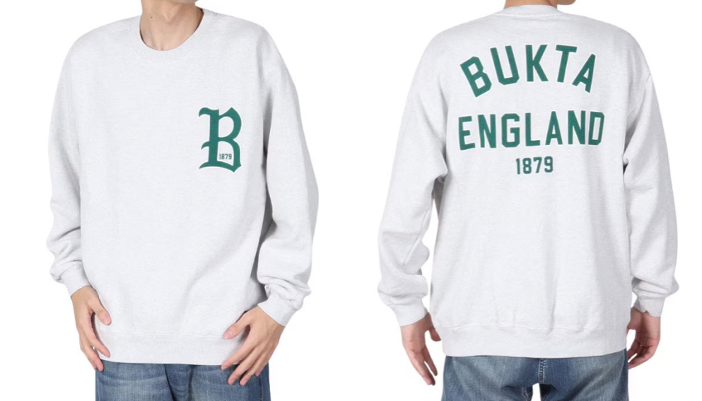 BUKTA（バクタ）グレーのロゴスウェット