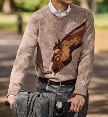 BROOKS BROTHERS(ブルックス ブラザーズ)グレーの馬デザインニット