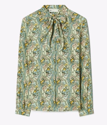 TORY BURCH(トリー バーチ)グリーン系のボウタイブラウス