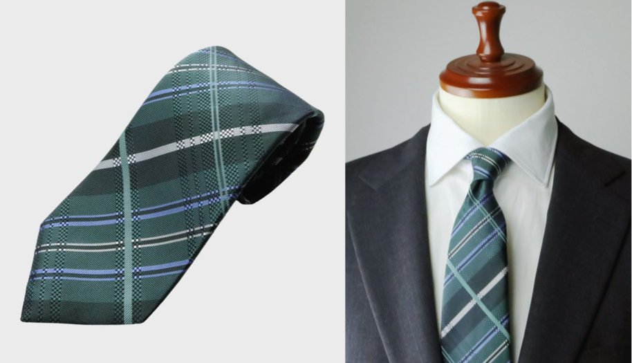 KINSHOKUネクタイ バスケットチェック・グリーン