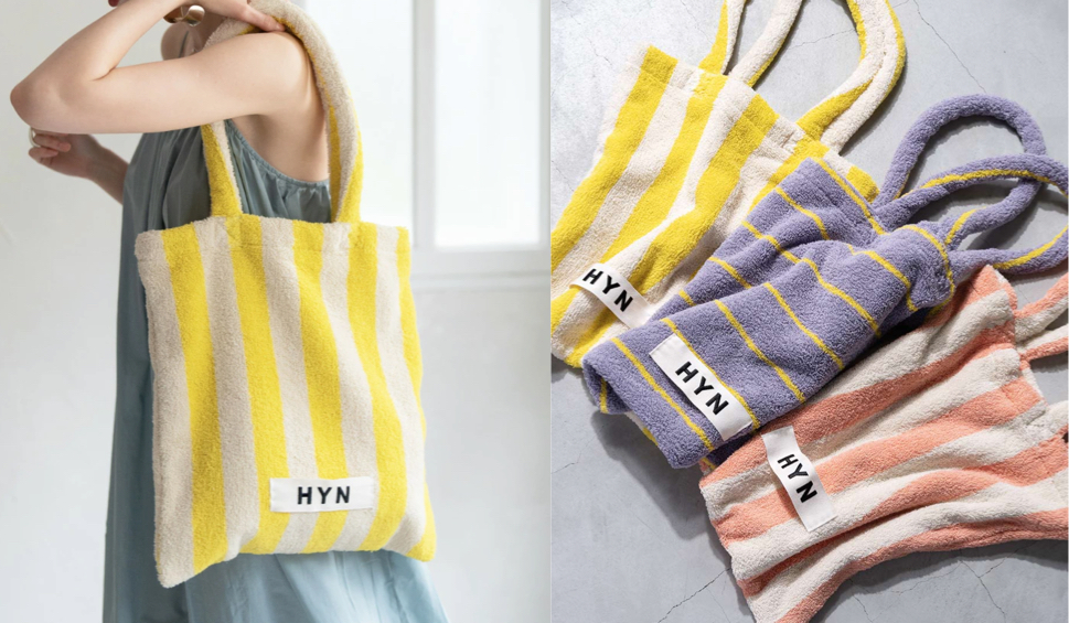 HAYNI（ヘイニ）イエローのストライプ柄トートバッグ