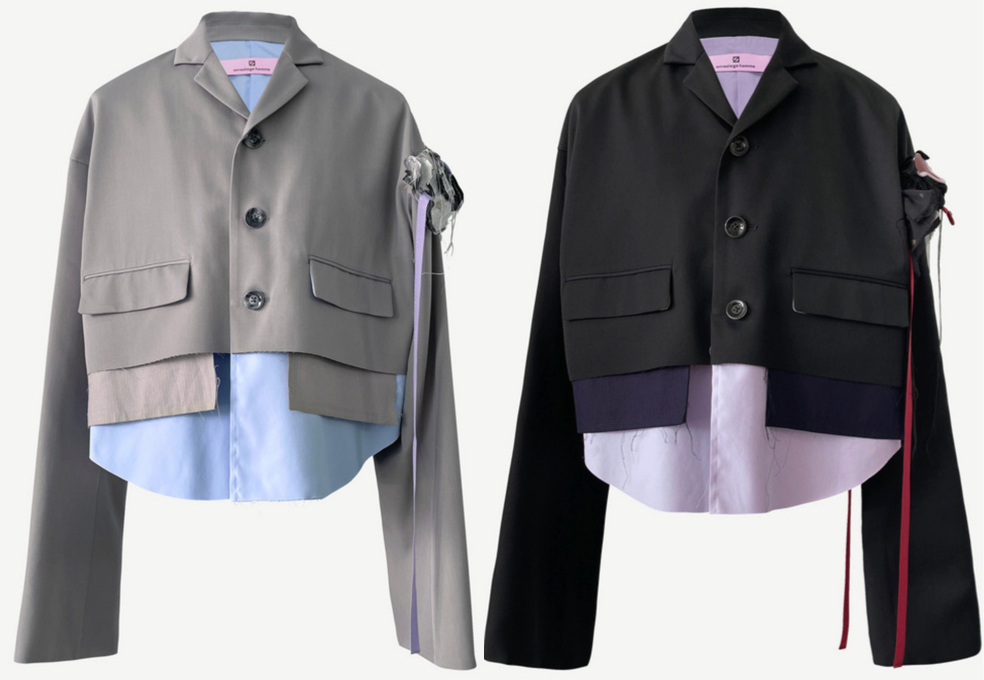 nori enomoto × anrealage（ノリエノモト x アンリアレイジ）グレーのレイヤードジャケット