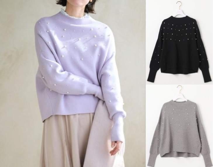 any SiS（エニィスィス）ライトパープルのパールニット