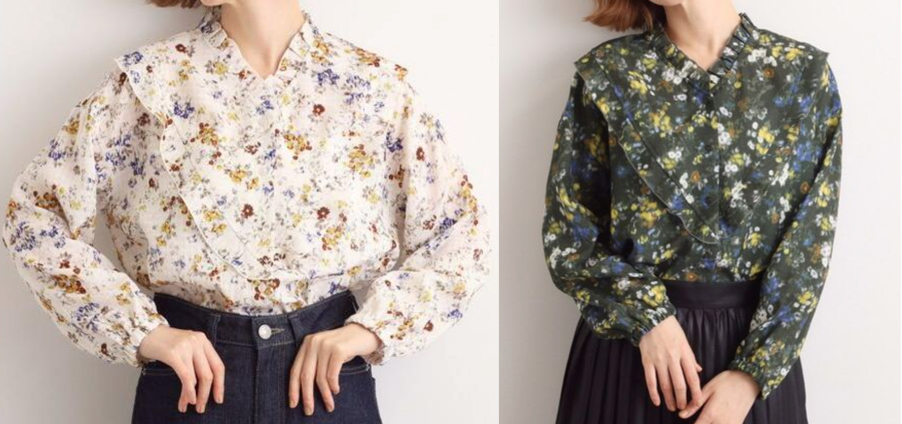 grove(グローブ)アイボリーの小花柄ブラウス