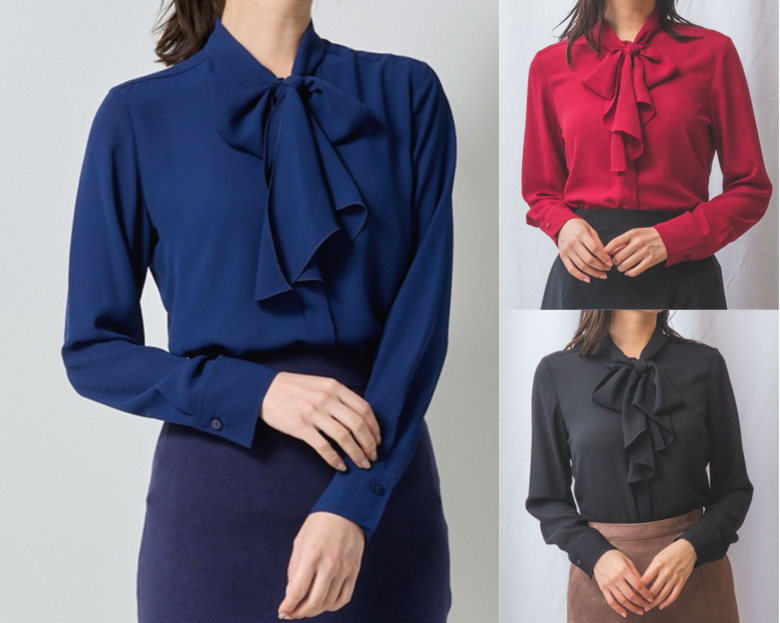 NARACAMICIE（ナラカミーチェ）ブルーのボウタイブラウス