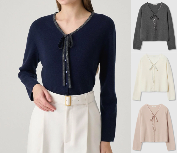 ANAYI（アナイ）ネイビーのVネックカーディガン