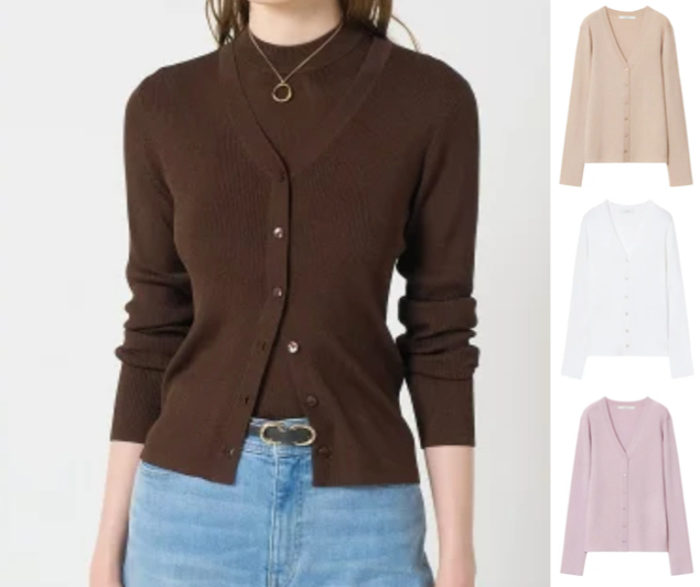 ANAYI（アナイ）ブラウンのVネックカーディガン