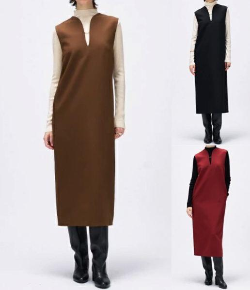 cloenc（クロエンス）ブラウンのキーネックジャンパースカート