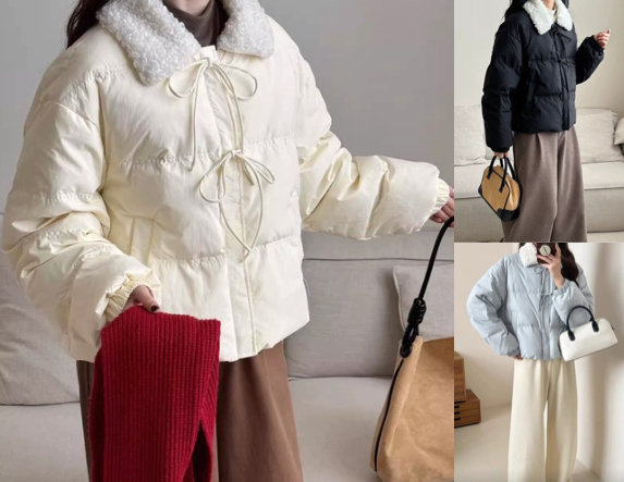 shopnikonikoホワイトのリボンデザインブルゾン