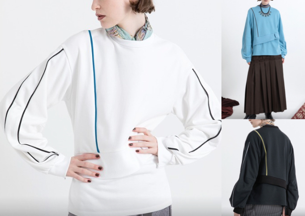 AULA AILAホワイトのラインデザインスウェット