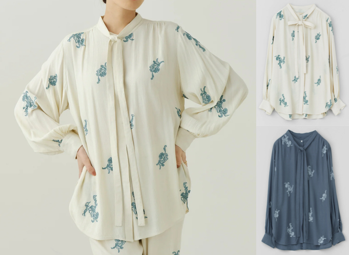 ne Quittez pas(ヌキテパ)ホワイトの花柄ブラウス