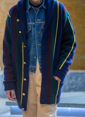 POLO RALPH LAUREN(ポロ ラルフ ローレン)ブルーxグリーンのストライプカーディガン