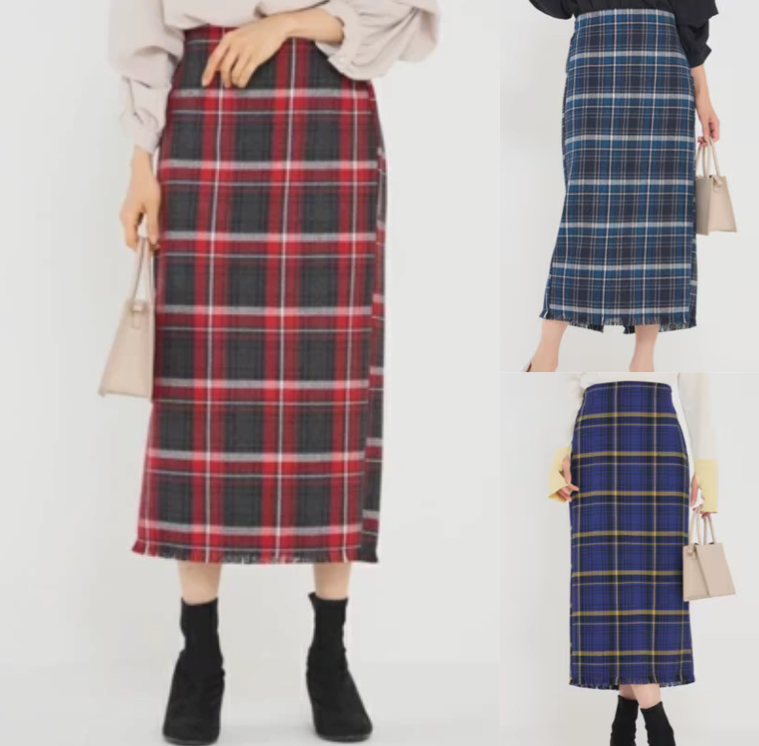 INCEDE(インシード)赤いチェック柄ツイードスカート