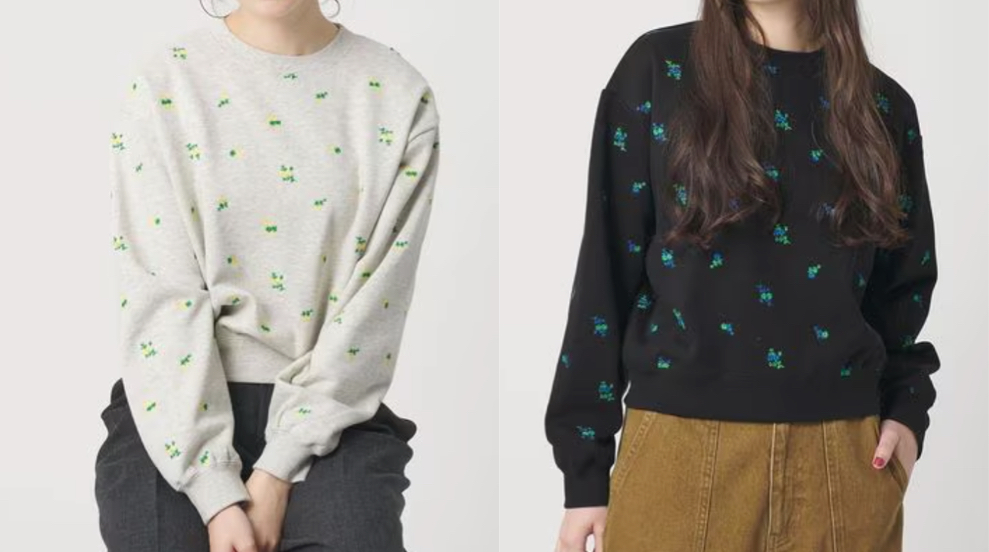 BEAUTY&YOUTH(ビューティーアンドユース)グレーの小花柄スウェット