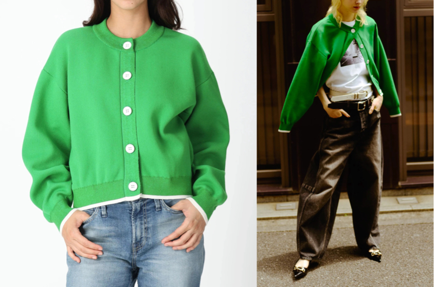 denhamグリーンのカーディガン