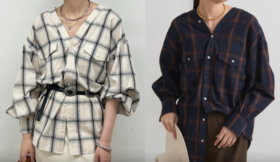 LOUNGEDRESS（ラウンジドレス）ホワイトのチェック柄シャツ