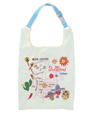 CHIZUTABI（チズタビ）ミントグリーンの地図刺繍バッグ