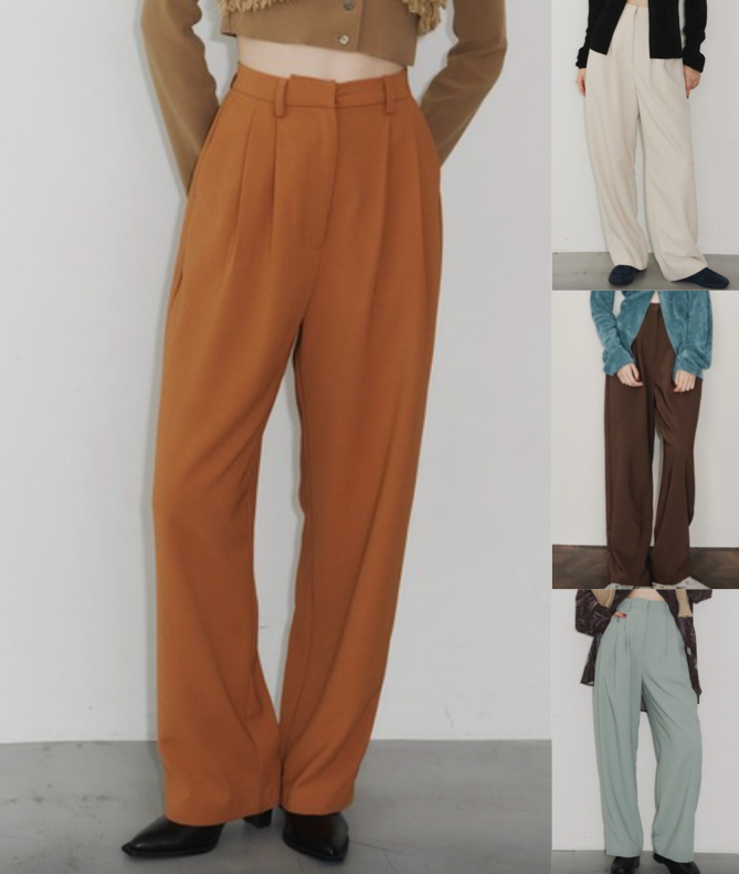 la belle Etude（ラベル エチュード）オレンジのハイウエストタックパンツ