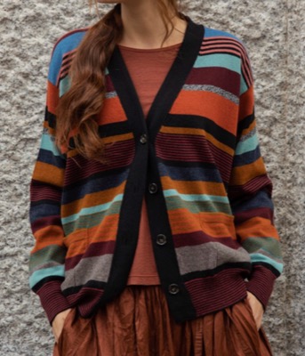 verdelilla（ヴェルデリッラ）ブラウン系のマルチボーダーカーディガン