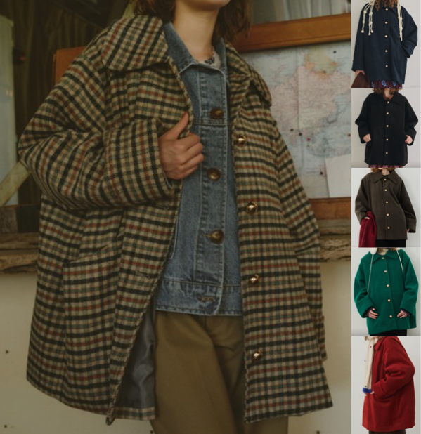 Unitage（ユニテージ）ベージュ系のチェック柄コート