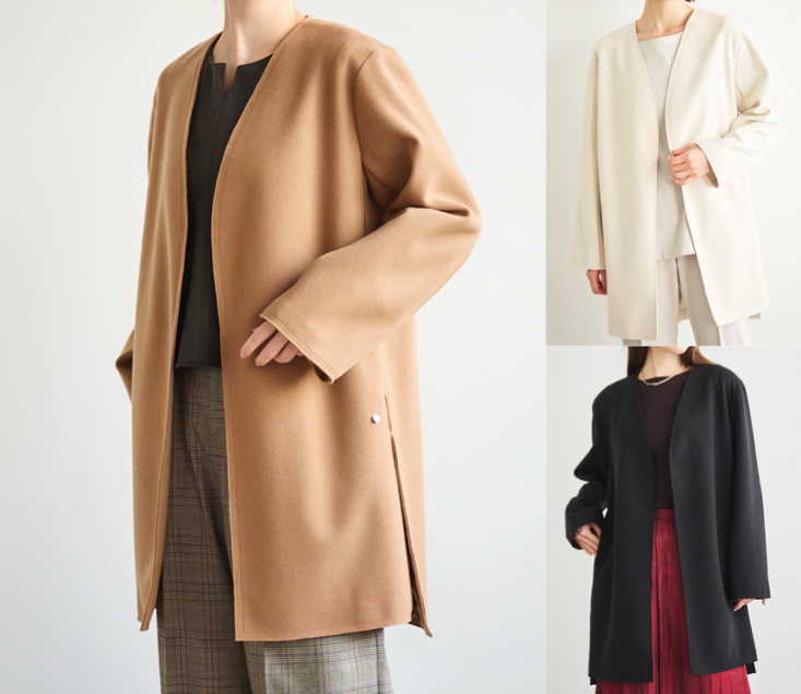 LOUNIE(ルーニィ)ブラウンのノーカラーコート