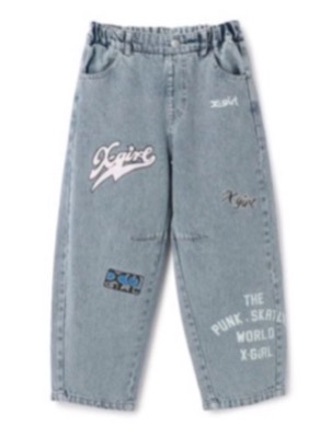 X-girl Stages（エックスガールステージズ）ブルーのロゴデニムパンツ