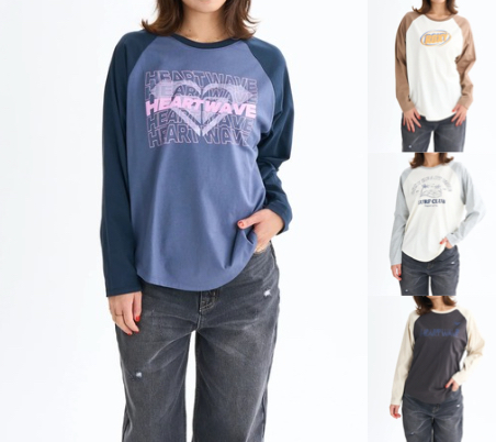 ROXY HEART WAVE RAGL /ロキシーフロントプリントラグラン長袖ロンT