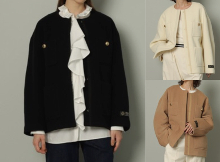 CADUNE（カデュネ）ブラックのノーカラーコート