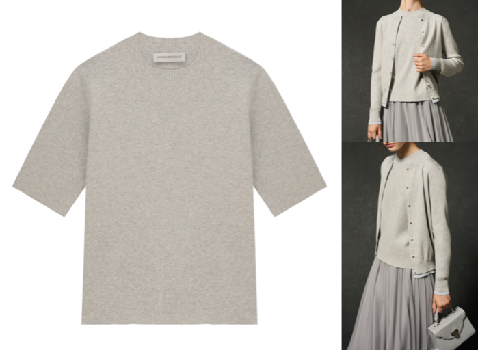 AVENIRETOILEグレーの半袖ニット