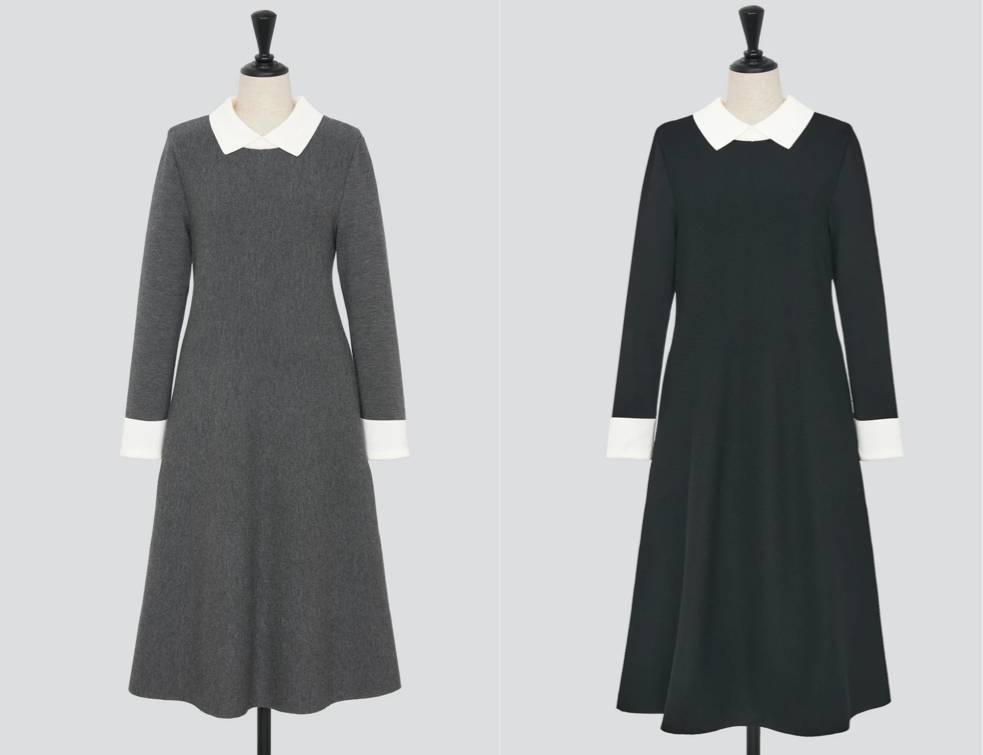 FOXEY（フォクシー）グレーの襟付きワンピース