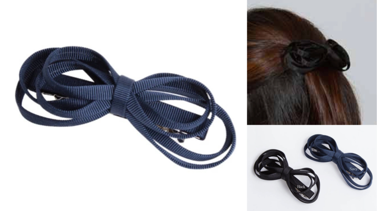 ネイビーのリボンバレッタ