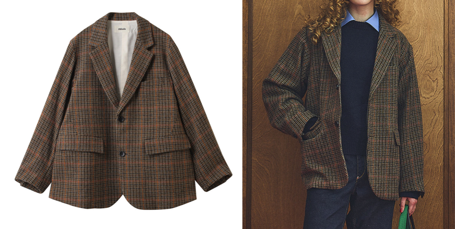 Oblada（オブラダ）ブラウンのチェック柄ジャケット