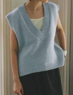 DONOBAN(ドノバン)サックスブルーのVネックニットベスト