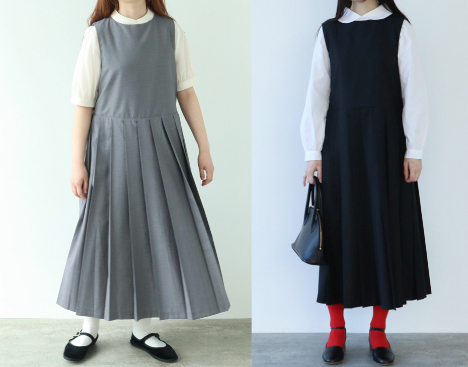 bulle de savon(ビュルデサボン)グレーのプリーツワンピース