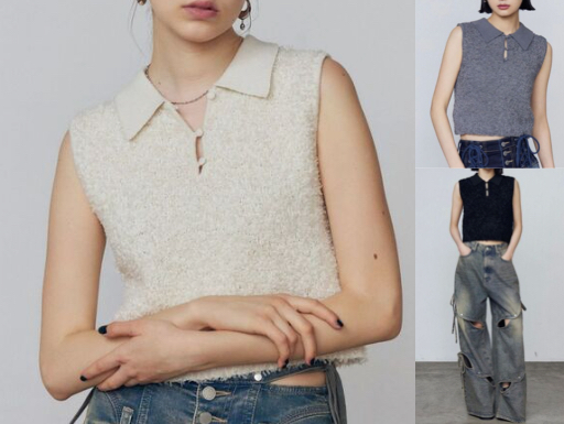 EMODAホワイトのニットベスト