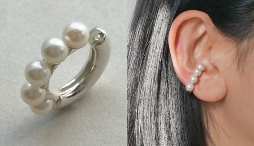 LAH（エル・エー・エイチ）　シルバーx5連パールのイヤカフ